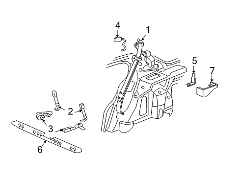 2005 Buick Park Avenue Seat Belt Front Seat Center Belt Kit (Buckle Side) *Gray Diagram for 12533379