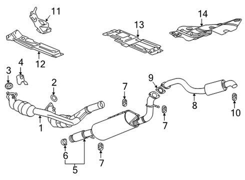 2021 Chevrolet Suburban Exhaust Components Rear Muffler Gasket Diagram for 84407372