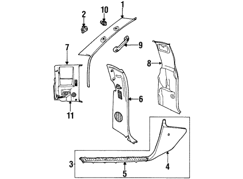 1999 Dodge Ram 1500 Interior Trim - Cab Panel-A Pillar Diagram for 5ES57LAZ