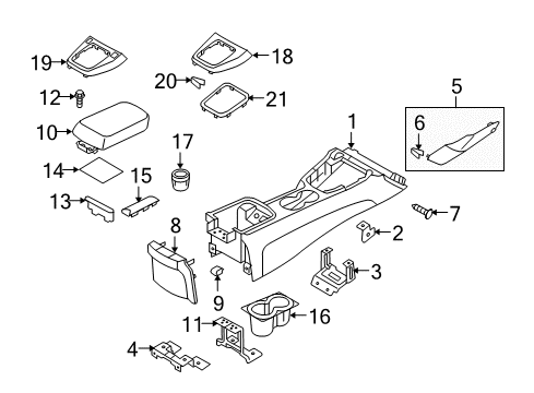 2011 Hyundai Genesis Coupe Center Console Cover Assembly-Console Rear Diagram for 84641-2M000-9P