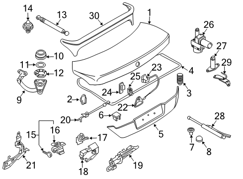 2008 BMW Alpina B7 Trunk Lid Plug-In Nut Diagram for 51131961243