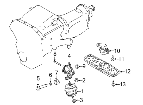 2018 Infiniti Q60 Engine & Trans Mounting Member Assy-Engine Mounting, Rear Diagram for 11331-4GE0A