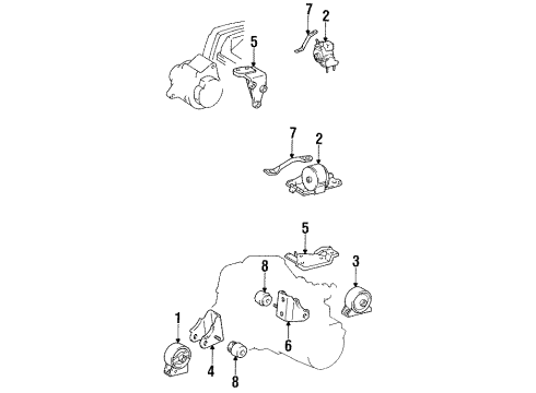 1993 Toyota Celica Engine & Trans Mounting INSULATOR, Engine Mounting, RH Diagram for 12362-74200