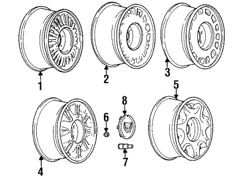 1993 Cadillac Eldorado Wheels, Covers & Trim Hub Cap ASSEMBLY(Tire And Wheel Drawing/Original House Diagram for 3543665