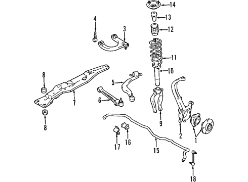 1995 Chrysler Sebring Front Suspension, Lower Control Arm, Upper Control Arm, Stabilizer Bar, Suspension Components Front Coil Spring Diagram for MB910507