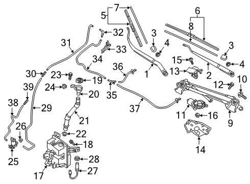 2018 Mitsubishi Eclipse Cross Wiper & Washer Components Hose-Washer Motor Diagram for MB084759