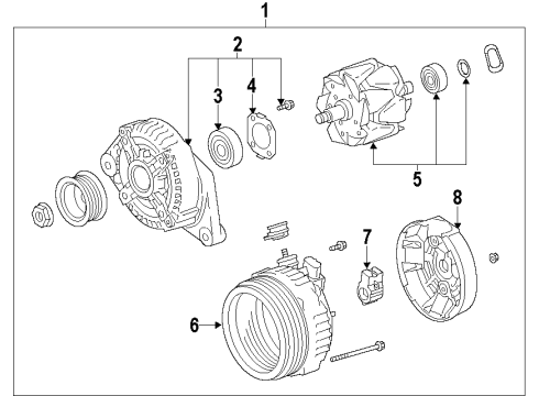 2007 Lexus ES350 Alternator Frame Diagram for 27310-0P140