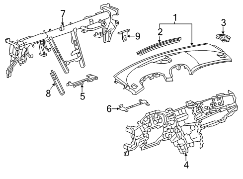 2015 Chevrolet Malibu Cluster & Switches, Instrument Panel Defroster Grille Diagram for 20920874