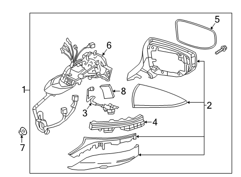 2020 Lexus LS500 Mirrors Mirror Assembly, Outer Rear Diagram for 87910-50870-B1