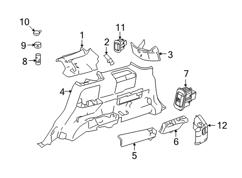 2009 Ford Taurus X Interior Trim - Quarter Panels Quarter Trim Panel Diagram for 8A4Z-7431013-HB