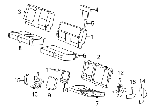 2007 Chevrolet Silverado 3500 HD Rear Seat Components Outer Finish Panel Diagram for 25812534