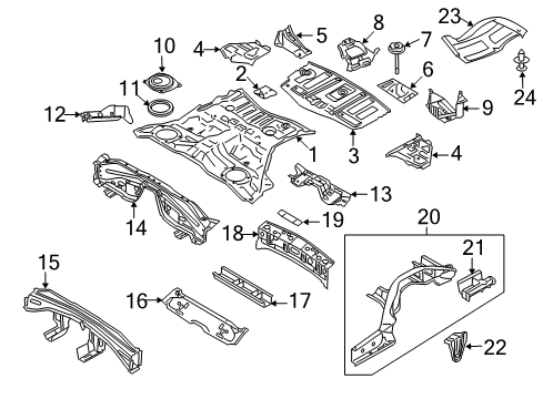 2009 Infiniti FX50 Rear Body - Floor & Rails Hook-Rear Tie Down Diagram for 51150-1BA0A