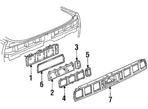 1985 Chevrolet Caprice Tail Lamps Lens, Rear Combination Lamp Diagram for 5971610