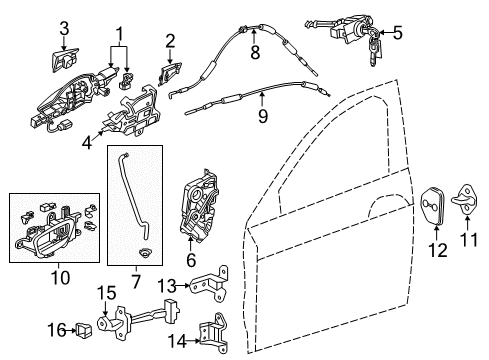 2014 Acura RLX Front Door Handle, Left Front (White Orchid Pearl) Diagram for 72181-TY2-A71ZD