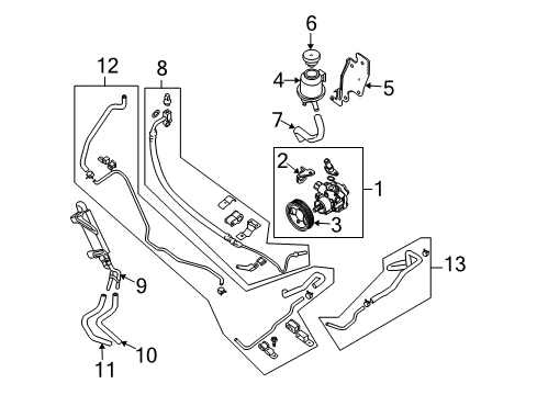 2010 Infiniti QX56 P/S Pump & Hoses, Steering Gear & Linkage Hose ASY Pump Diagram for 49710-9FE0A