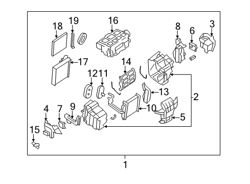 2010 Nissan Murano Heater Core & Control Valve Core Assy-Front Heater Diagram for 27140-1AA0A