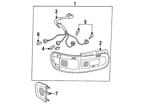 1992 Toyota Celica Side Marker & Tail Lamps Lens, Rear Combination Lamp, RH Diagram for 81551-2B220