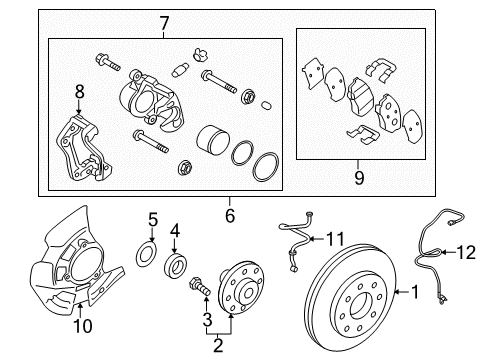 2015 Kia Cadenza Front Brakes Front Brake Caliper Kit, Left Diagram for 581803RA60