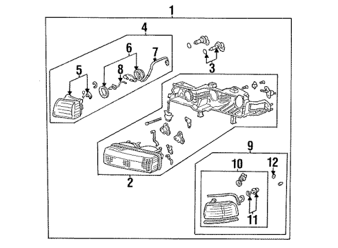 1994 Acura Vigor Combination Lamps Socket Diagram for 34301-SL5-A02