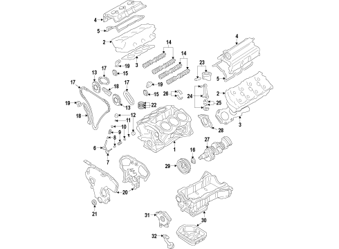 2013 Nissan NV1500 Engine Parts, Mounts, Cylinder Head & Valves, Camshaft & Timing, Variable Valve Timing, Oil Cooler, Oil Pan, Oil Pump, Crankshaft & Bearings, Pistons, Rings & Bearings Tensioner Assy-Chain Diagram for 13070-9BM0A