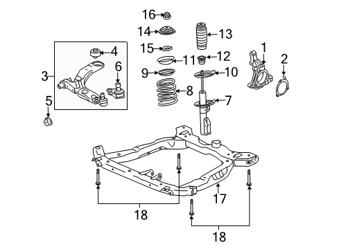 2008 Chevrolet Cobalt Front Suspension Components, Lower Control Arm, Stabilizer Bar Front Lower Control Arm Assembly Diagram for 15803766