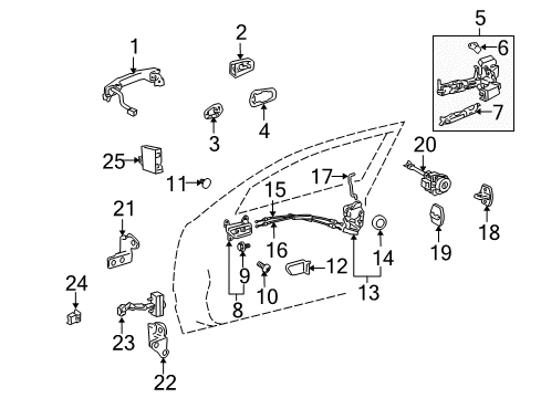 2011 Lexus GS450h Front Door Front Door Outside Handle Assembly Diagram for 69210-30330-C2