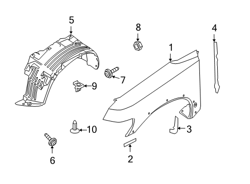 2004 Nissan Pathfinder Armada Fender & Components Fender - Front, RH Diagram for 63100-7S031