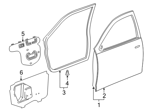 2001 Toyota Avalon Front Door Door Weatherstrip Diagram for 67861-AC020