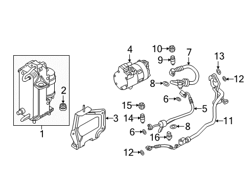 2017 BMW 530i A/C Condenser, Compressor & Lines Condenser, Air Conditioning Diagram for 64536805452