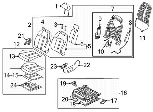 2021 Kia K5 Driver Seat Components Shield Cover-Fr Seat Diagram for 88011L3000WK