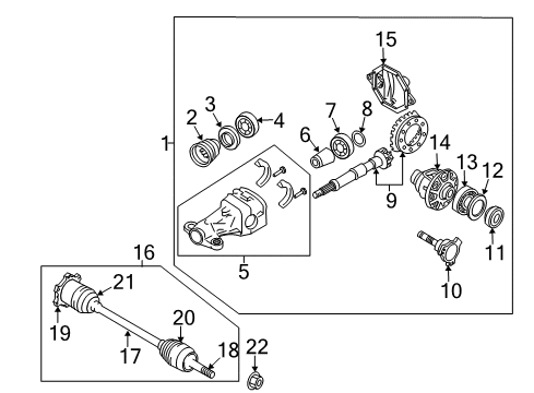 2010 Nissan 370Z Axle & Differential - Rear Final Assembly Drive Diagram for 38301-EH33D