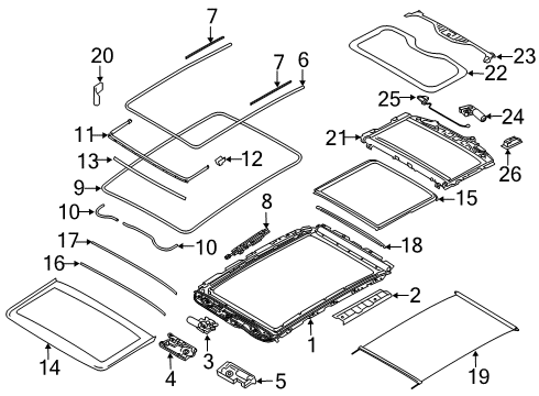2021 BMW X7 Sunroof Seal, Cross-Member Diagram for 54107493159