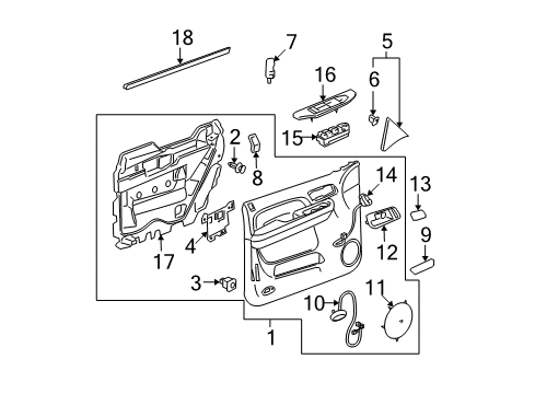 2010 Cadillac Escalade EXT Front Door Regulator Diagram for 20971729