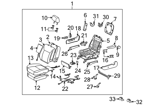 Diagram for 2009 Toyota Sienna Front Seat Components 