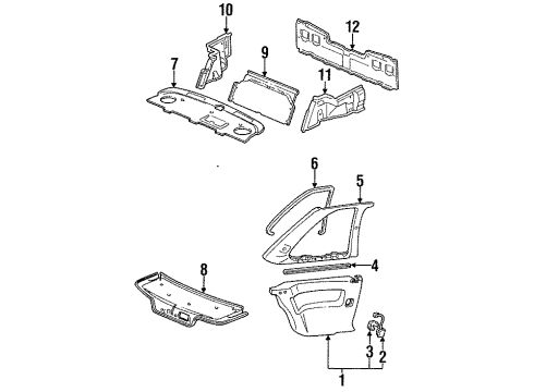 1989 Acura Legend Interior Trim Weatherstrip, Driver Side Quarter (Inner) Diagram for 72551-SG0-000