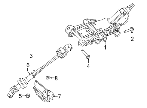 2018 Ford Police Interceptor Utility Steering Column & Wheel, Steering Gear & Linkage Column Assembly Diagram for DB5Z-3C529-Q