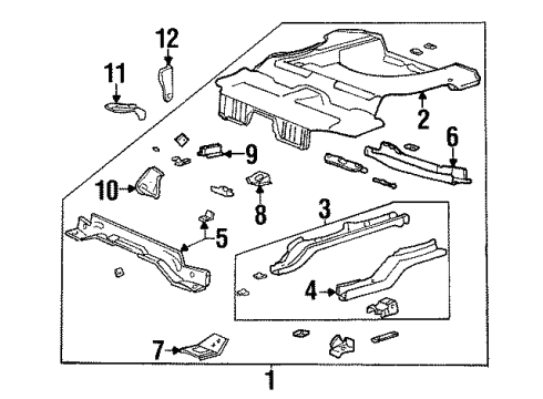 1999 Mercury Cougar Rear Body - Floor & Rails Floor Pan Diagram for F8RZ6311218AA