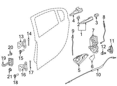 2016 Chevrolet SS Rear Door - Lock & Hardware Door Trim Panel Diagram for 13577718