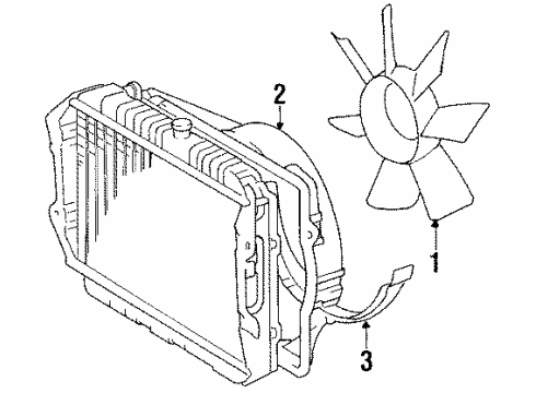 1988 Toyota 4Runner Cooling System, Radiator, Water Pump, Cooling Fan Shroud Sub-Assy, Fan Diagram for 16711-65010