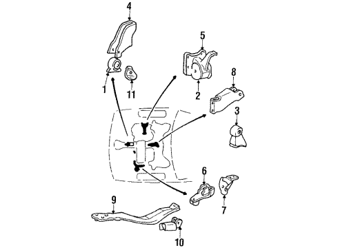 1989 Hyundai Sonata Engine & Trans Mounting Bracket-Roll Stopper, Rear Diagram for 21690-33010