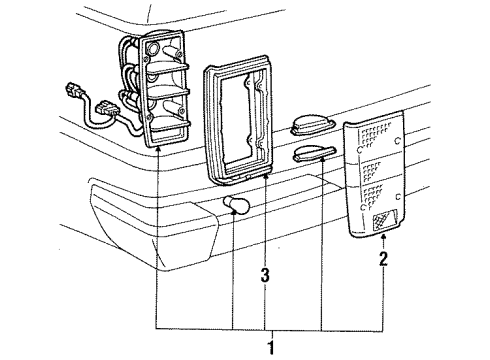 1985 Toyota Land Cruiser Tail Lamps Lens Diagram for 81561-90A00