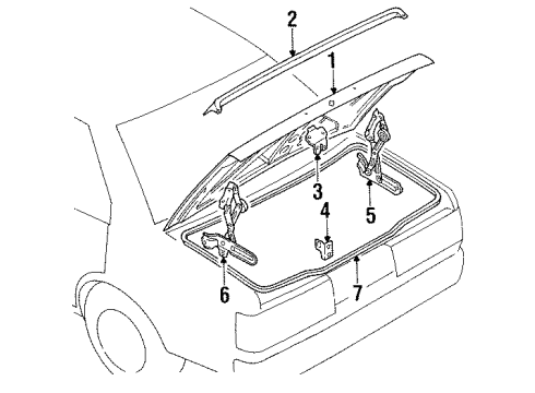 1985 Nissan Sentra Trunk Lid Cylinder Trunk Lid Diagram for H4660-01A25