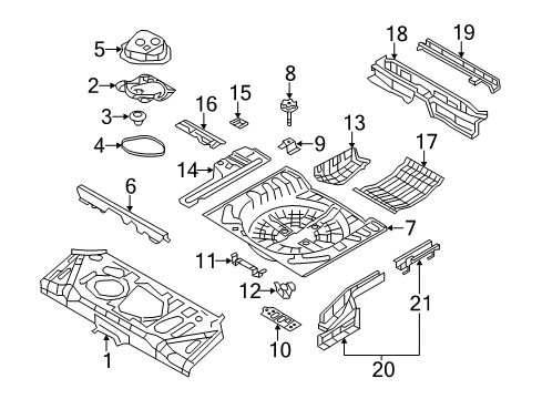 2011 Nissan Juke Rear Body - Floor & Rails Floor Re Front Diagram for G4512-1KMMA