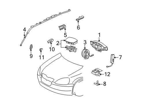 2005 Scion xA Air Bag Components Side Sensor Diagram for 89831-05010