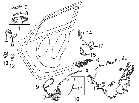 2018 Cadillac XTS Rear Door - Lock & Hardware Lock Knob Diagram for 20908485