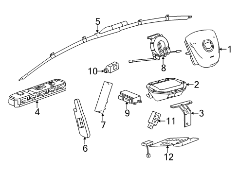 2019 Cadillac XTS Air Bag Components Driver Air Bag Diagram for 23504822