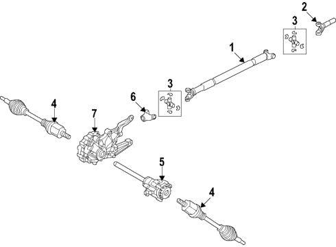 2021 Lincoln Aviator Front Axle, Drive Axles, Propeller Shaft Axle Assembly Diagram for L1MZ-3A427-G