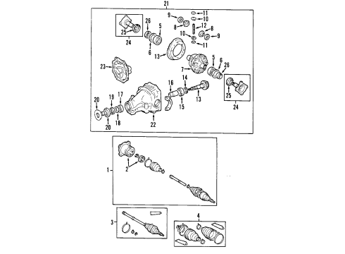 2004 Toyota Sienna Rear Axle, Axle Shafts & Joints, Differential, Drive Axles, Propeller Shaft Inner Joint Assembly Diagram for 42360-08010