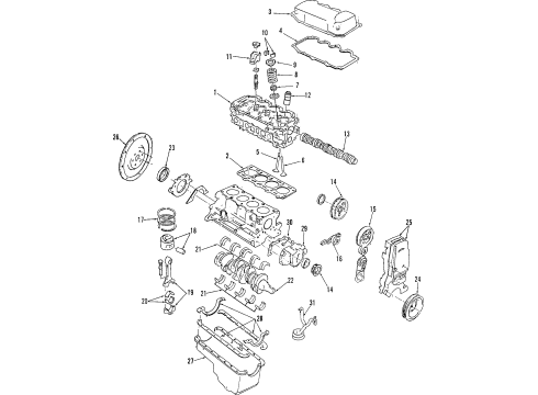 1998 Ford Escort Engine Parts, Mounts, Cylinder Head & Valves, Camshaft & Timing, Oil Pan, Oil Pump, Crankshaft & Bearings, Pistons, Rings & Bearings Valve Cover Diagram for F8CZ-6582-BA