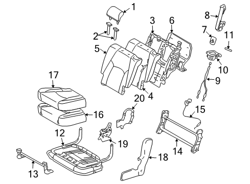 2004 Lexus RX330 Rear Seat Components Rear Seat Cushion Cover, Left (For Separate Type) Diagram for 71076-48160-A0
